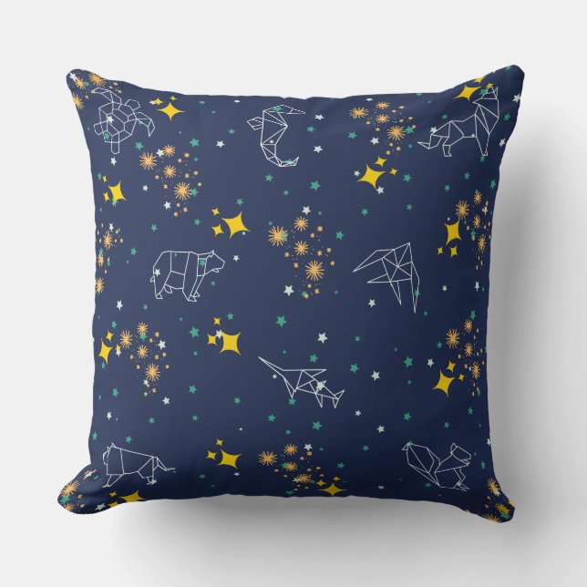 Elegant drawing animals blue sky kids cushion (Front)