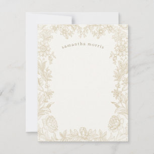 Elegant Drawn Floral Ivory Card