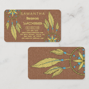 Elegant Dream Catcher Feathers Yoga Instructor Business Card