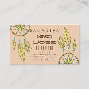 Elegant Dream Catcher Feathers Yoga Instructor Business Card