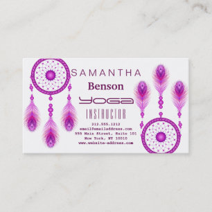 Elegant  Dream Catcher Feathers Yoga Instructor Business Card