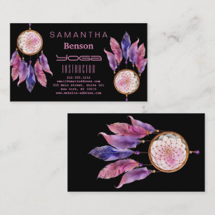 Elegant  Dream Catcher Feathers Yoga Instructor Business Card