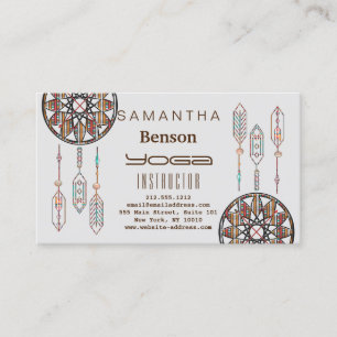 Elegant  Dream Catcher Feathers Yoga Instructor Business Card