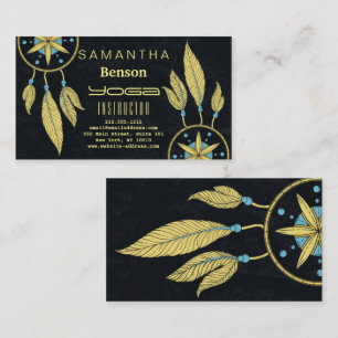 Elegant  Dream Catcher Feathers Yoga Instructor Business Card