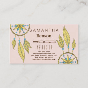 Elegant Dream Catcher Feathers Yoga Instructor Business Card