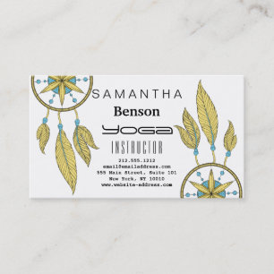 Elegant  Dream Catcher Feathers Yoga Instructor Business Card