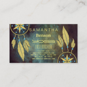 Elegant  Dream Catcher Feathers Yoga Instructor Business Card
