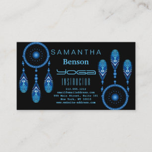 Elegant  Dream Catcher Feathers Yoga Instructor Business Card