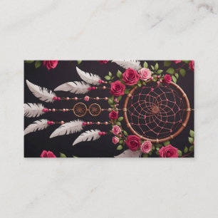 Elegant  Dream Catcher Feathers Yoga Instructor Business Card