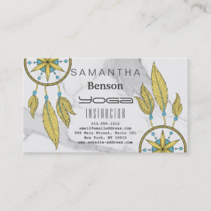 Elegant  Dream Catcher Feathers Yoga Instructor Business Card