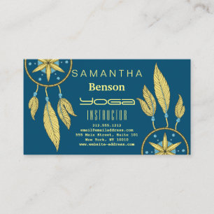 Elegant  Dream Catcher Feathers Yoga Instructor Business Card
