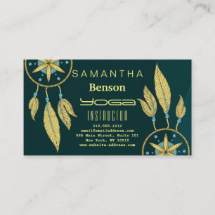 Elegant  Dream Catcher Feathers Yoga Instructor Business Card