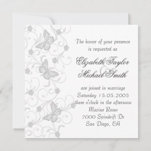 Elegant Dream Grey Butterfly Wedding Invite