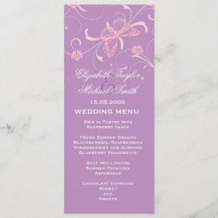 Elegant Dream Lavender Butterfly Wedding Menu