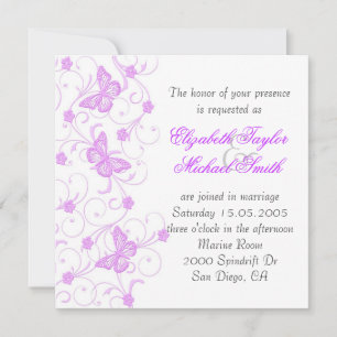 Elegant Dream Purple Butterfly Wedding Invite