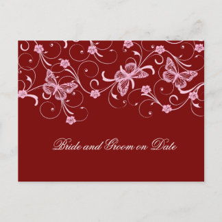 Elegant Dream Red Butterfly Save date card