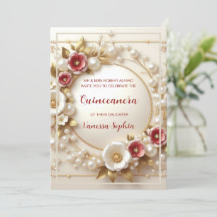 Elegant Dreamy Floral Quinceañera Invitation