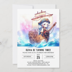 Elegant Dreamy Pirate Birthday Invitation