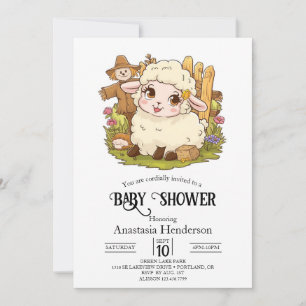 Elegant Dreamy Sheep Baby Shower Invitation