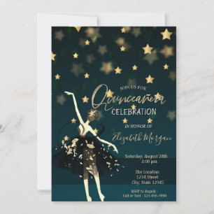 Elegant Dress Ballerina Stars Quinceañera Invitation