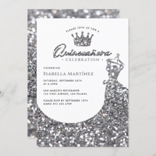 Elegant Dress & Crown Quinceañera Birthday Party I Invitation