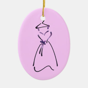 Elegant Dress Design with Customisable Slogan Ceramic Tree Decoration