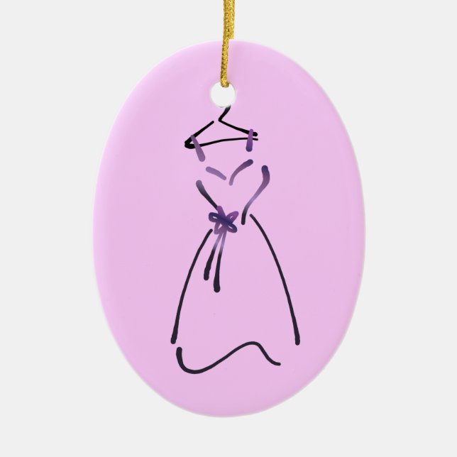 Elegant Dress Design with Customisable Slogan Ceramic Tree Decoration (Front)