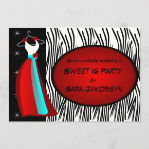 Elegant Dress With Zebra Print Party Invitation