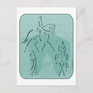 Elegant Dressage Horse Design in Teal Postcard