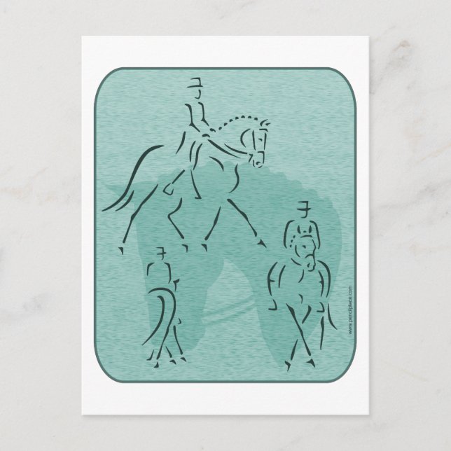 Elegant Dressage Horse Design in Teal Postcard (Front)