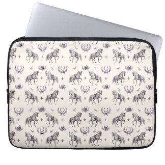 Elegant Dressage Horse & Horseshoe Watercolor Laptop Sleeve
