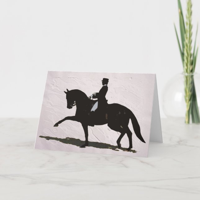 Elegant Dressage Horse & Rider Holiday Card (Front)