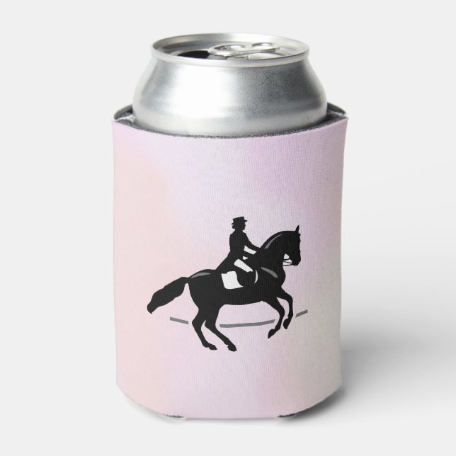 Elegant Dressage Rider on a Watercolor Background Can Cooler (Can Front)