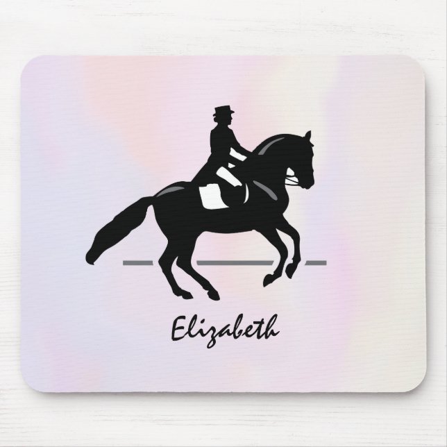Elegant Dressage Rider on a Watercolor Background Mouse Mat (Front)