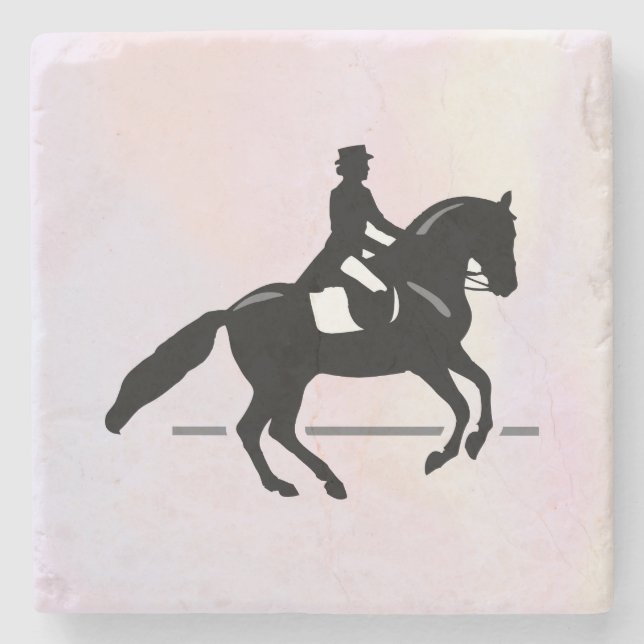 Elegant Dressage Rider on a Watercolor Background Stone Coaster (Front)