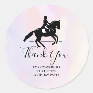 Elegant Dressage Rider on Watercolor Party Classic Round Sticker