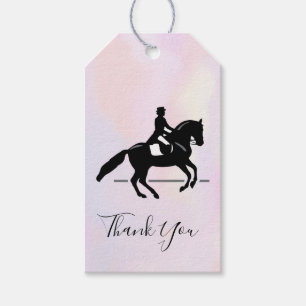 Elegant Dressage Rider on Watercolor Thank You Gift Tags