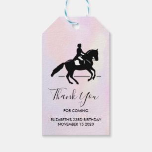 Elegant Dressage Rider on Watercolor Thank You Gift Tags