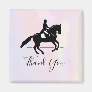 Elegant Dressage Rider on Watercolor Thank You Magnet