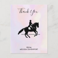Elegant Dressage Rider on Watercolor Thank You