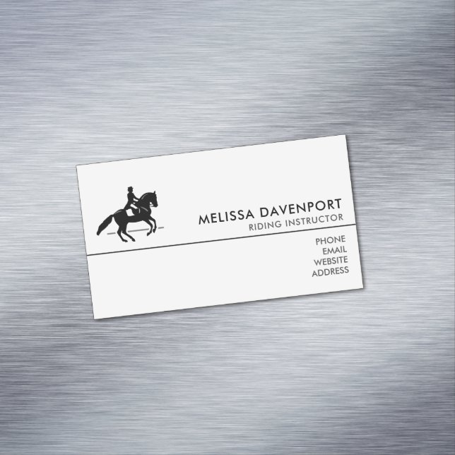 Elegant Dressage Rider Performing a Pirouette Magnetic Business Card (In Situ)