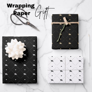 Elegant Dressage Riding White Black Gold Horses Wrapping Paper Sheet
