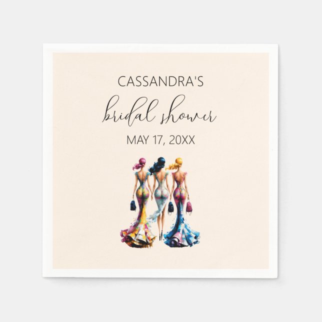 Elegant Dressing Girls Bridal Shower Napkin (Front)