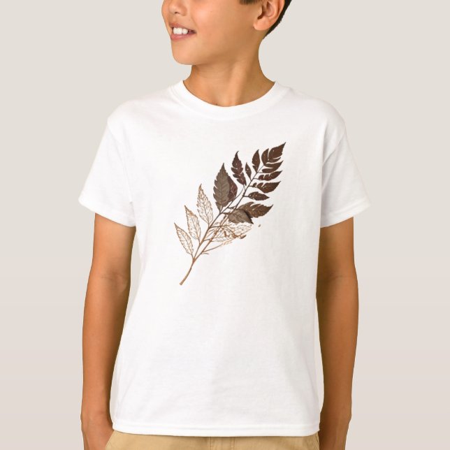 Elegant Dried Brown Leaf Botanical T-Shirt (Front)