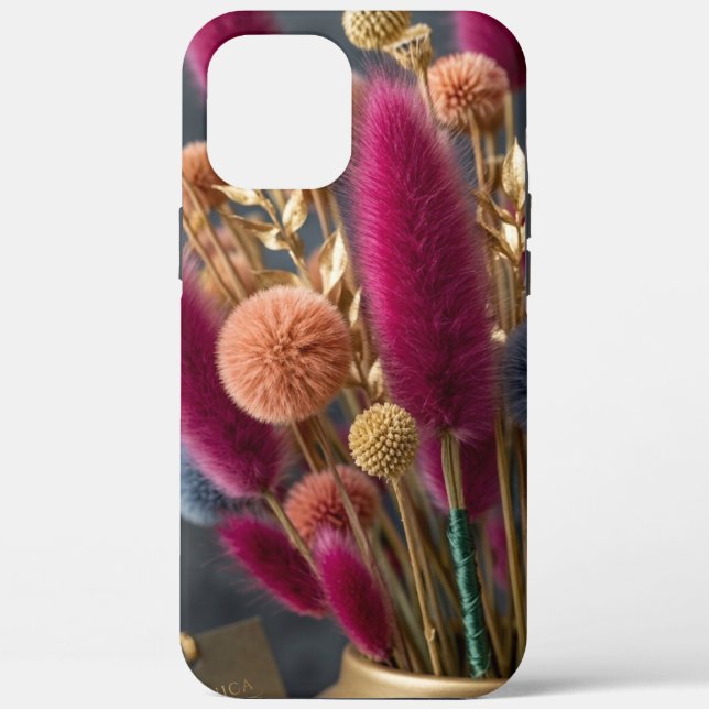 Elegant Dried Bunny Tail & Pom-Pom Floral Botanica Case-Mate iPhone Case (Back)