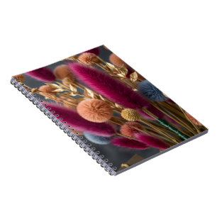 Elegant Dried Bunny Tail & Pom-Pom Floral Botanica Notebook