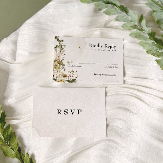 Elegant Dried Floral Wreath Wedding RSVP Card (Creator Uploaded)
