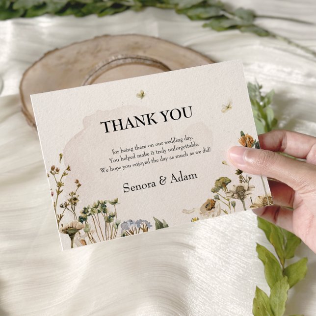 Elegant Dried Floral Wreath Wedding  Thank You Card (Creator Uploaded)