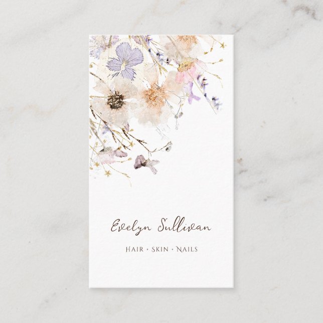 Elegant dried flowers business card (Front)