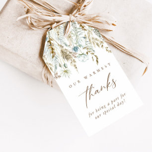 Elegant Dried Grass & Flowers Favour Thank You Gift Tags